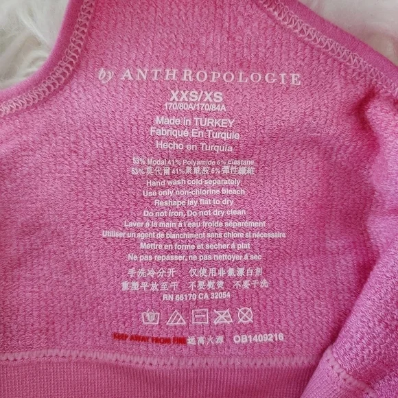 by Anthropologie Seamless Ribbed Square Neck Bralette. Pink Rose. Size xxs/xs. - Picture 4 of 5